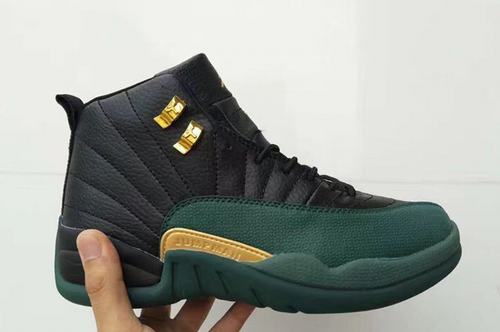 Air Jordan 12 Black Green Gold-117