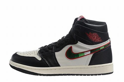 Air Jordan 1 Black White Green Red-217