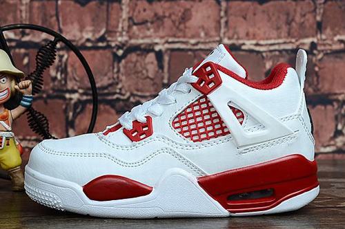 Retro Air Jordan IV(4) Kids White Red