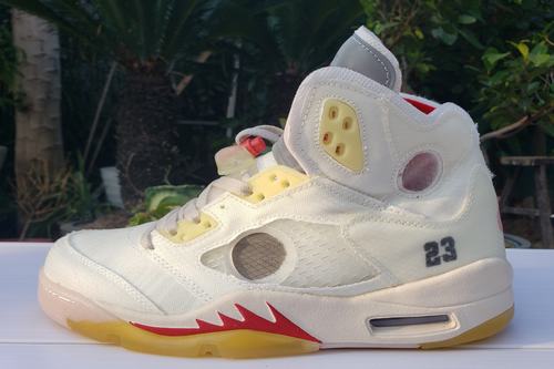 Air Jordan 5 x O-W Cream Fire Red