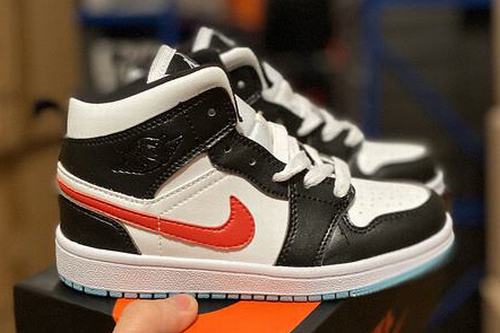 Kids Air Jordan I(1) Black White Orange