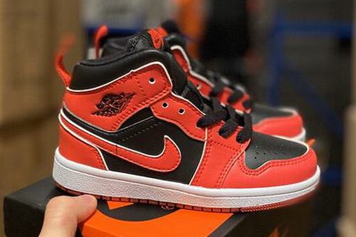 Kids Air Jordan I(1) Black Red-8