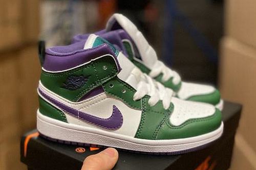 Kids Air Jordan I(1) White Green Purple