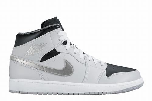 Air Jordan 1 Mid Grey Silver Black