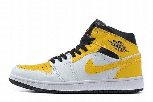 Retro Air Jordan 1 Mid White Yellow Black GS