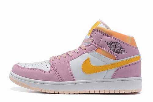 Retro Air Jordan 1 Mid White Pink Yellow GS