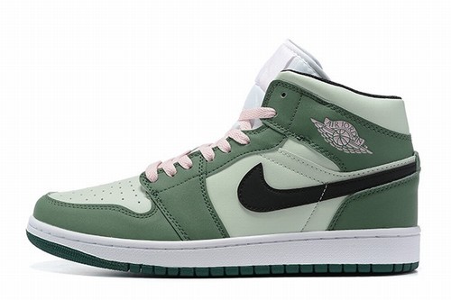 Retro Air Jordan 1 Mid Green White Black GS