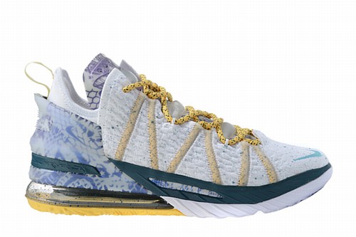 LeBron 18 White Purple Yellow Green