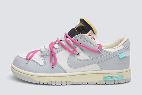 OW x Dunk SB Low THE 50 Grey Pink GS