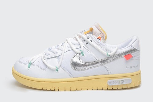 OW x Dunk SB Low THE 50 White Silver GS