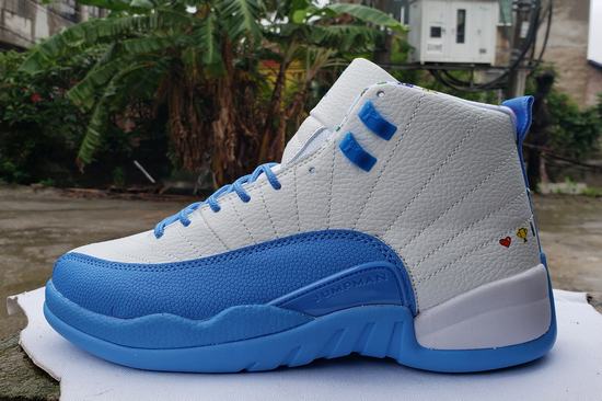 Air Jordan 12 White Blue Yellow GS