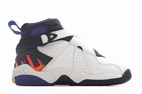 Retro Air Jordan 8 Kids White Black Orange purple