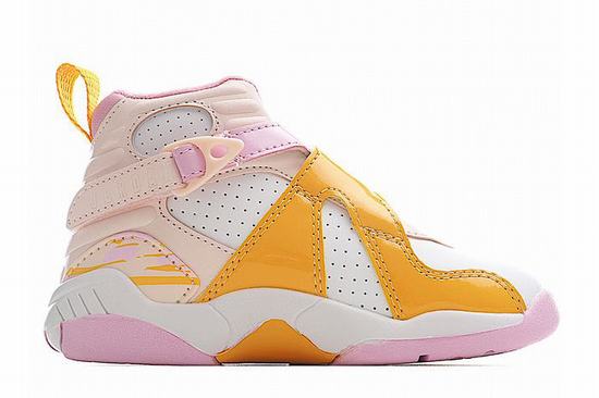 Retro Air Jordan 8 Kids White Yellow Pink