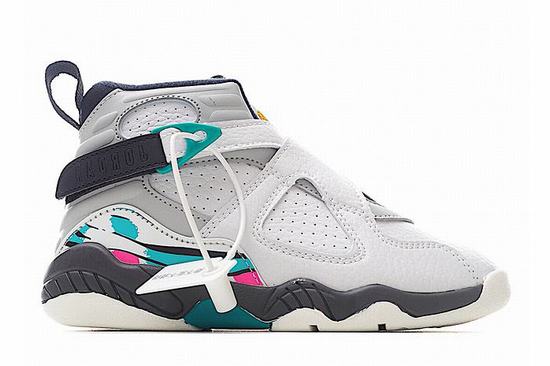 Retro Air Jordan 8 Kids White Grey Green