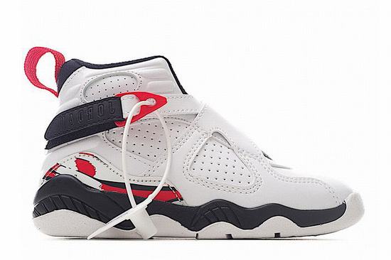 Retro Air Jordan 8 Kids White Grey Red