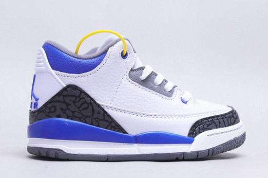 Retro Air Jordan 3 White Blue Grey Kids