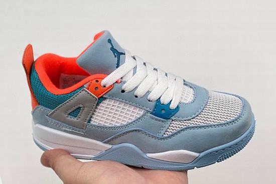 Retro Air Jordan 4 Kids Blue Orange