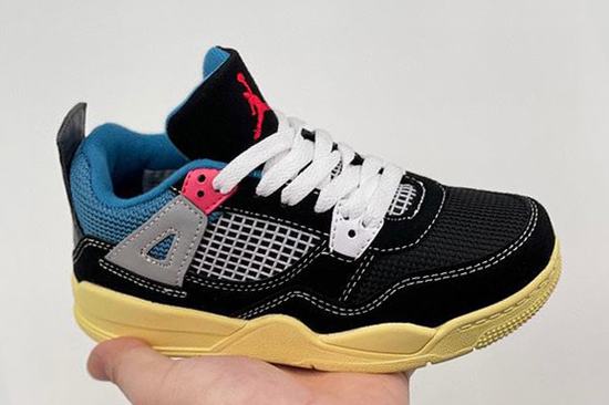 Air Jordan 4 Kids Union Black Blue Red Yellow