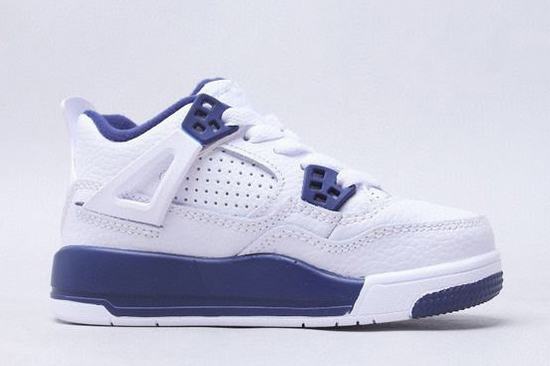 Retro Air Jordan 4 Kids White Navy