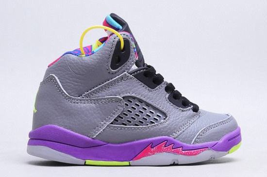 Retro Air Jordan 5 Grey Purple Kids