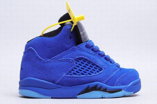 Retro Air Jordan 5 Blue Suede Kids