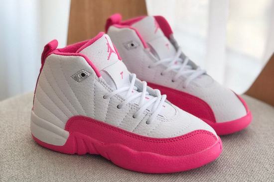 Retro Air Jordan 12 Kids White Pink