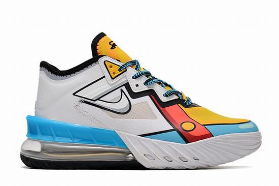 LeBron 18 Low White Yellow Blue Red