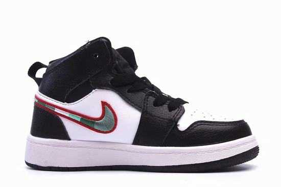 Air Jordan 1 Mid Black White Red Green Kid