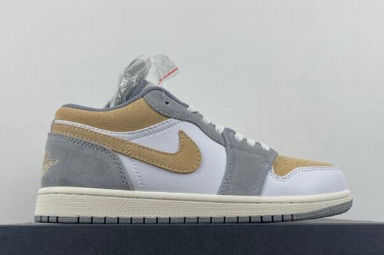 Air Jordan 1 Grey White Yellow Low