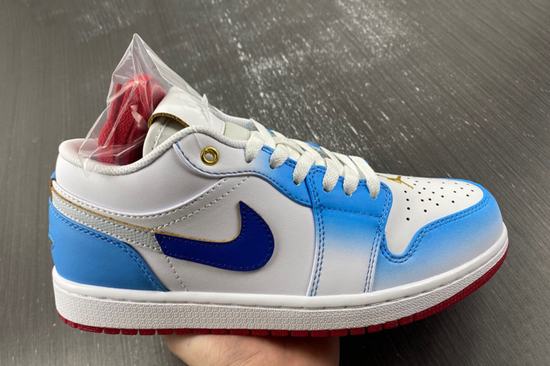 Air Jordan 1 White Blue Red Low