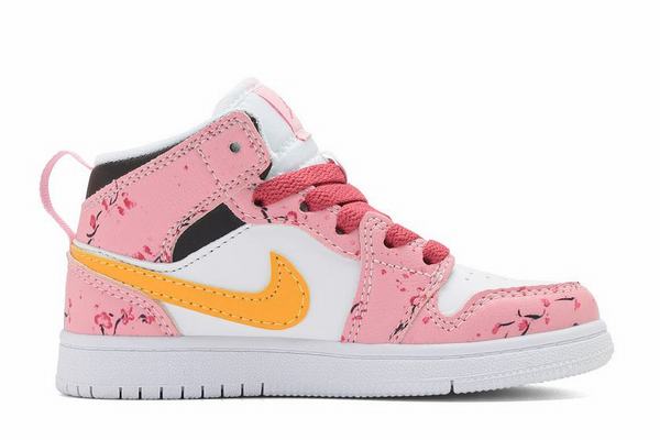 Air Jordan 1 Mid White Pink Yellow Kids