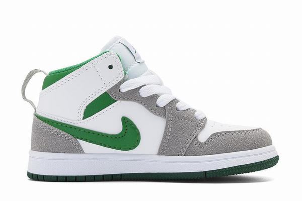 Air Jordan 1 Mid White Grey Green Kids