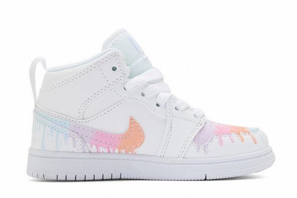 Air Jordan 1 Mid White Pink Inkjet Kids