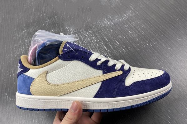 Travis Scott x Air Jordan 1 Low Beige Dark Blue GS